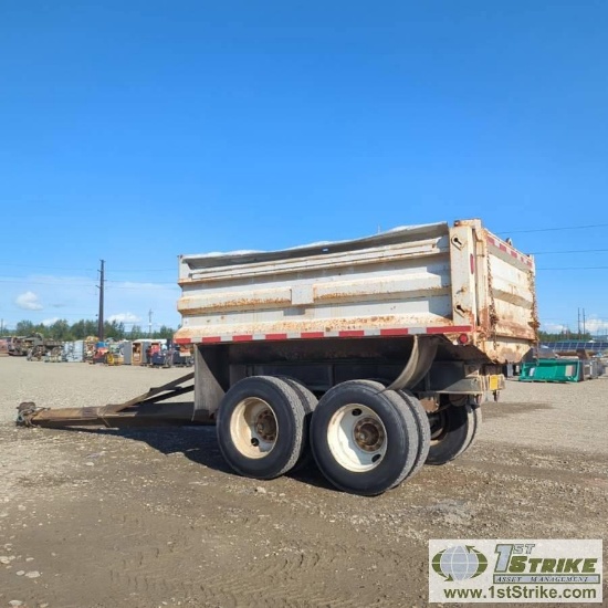 END DUMP PUP TRAILER, TANDEM AXLE. NO TITLE