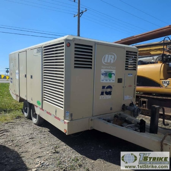 AIR COMPRESSOR, 2008 INGERSOLL-RAND HP1600W0U, 1600CFM, CUMMINS DIESEL, TANDEM AXLE TRAILER MOUNTED