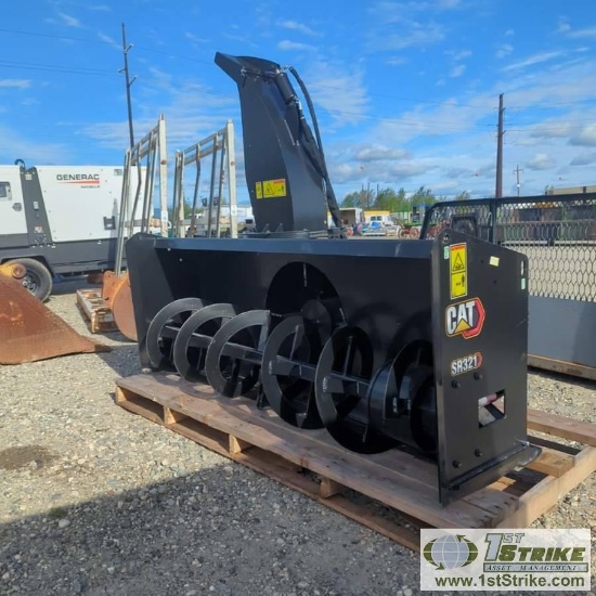SKIDSTEER ATTACHMENT, 7FT SNOW BLOWER, CATERPILLAR SR321. ITEM APPEARS UNUSED