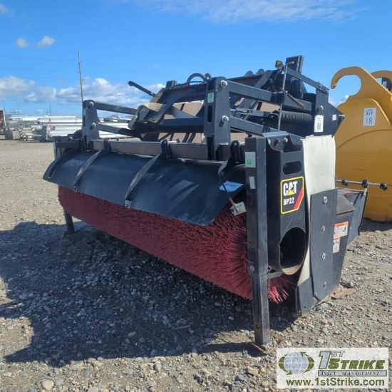 LOADER ATTACHMENT, CATERPILLAR BP22 SWEEPER PICKUP BROOM. INTEGRATED WASTE HOPPER.100 GALLON WATER T