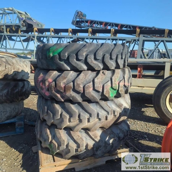 1 PALLET. MISC TIRES, INCLUDING: 2EA 14.9-28 ON WHEELS, 1EA 13-24 ON WHEEL, 1EA 14-24 ON WHEEL