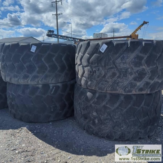 4 EACH. HEAVY EQUIPMENT TIRES, 26.5R25, MICHELIN XHA