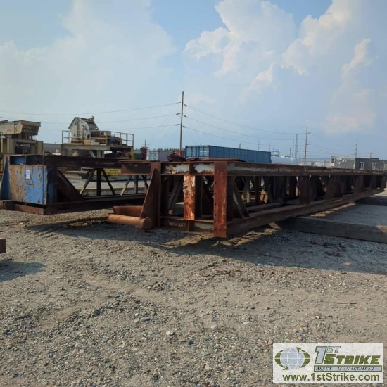 3 EACH. BRIDGE SECTIONS, STEEL CONSTRUCTION, APPROX 7FT WIDE X 59FT LONG X 3FT7IN TALL. BUYER MUST L