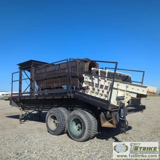 TROMMEL, 36IN X 6FT SHAKER SCREEN, 3.5FT BARREL, WITH SLUICE. TANDEM AXLE SEMI TRAILER MOUNTED