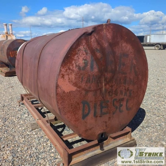 FUEL TANK, APPROX 500GAL, STEEL CONSTRUCTION, SKID MOUNTED