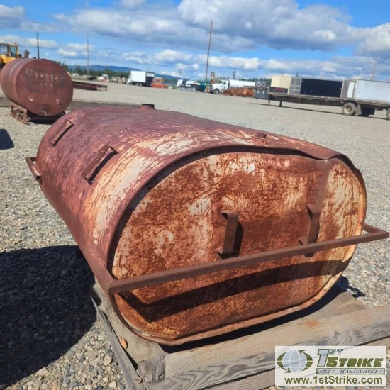 FUEL TANK, APPROX 200GAL, STEEL CONSTRUCTION