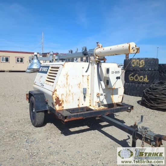 LIGHT PLANT, 2012 TEREX AL5, 4CYL ISUZU DIESEL, 20KW, 20KVA GENERATOR, SINGLE AXLE TRAILER MOUNTED