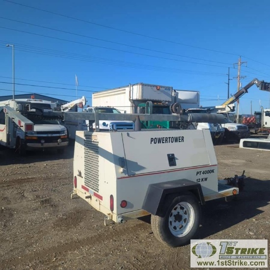 LIGHTPLANT, 2008 FRONTIER POWER TOWER PT4000K, 12KW, 12KVA GENERATOR, 4 CYLINDER KUBOTA DIESEL, SING