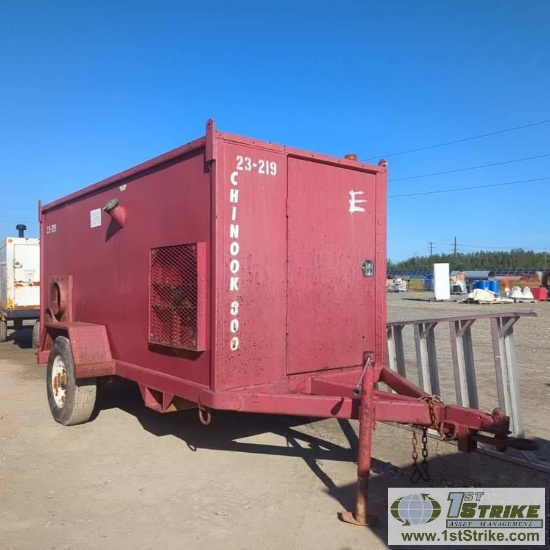 HEATER, CHINOOK 800, 3 CYLINDER KUBOTA DIESEL, SINGLE AXLE TRAILER MOUNTED
