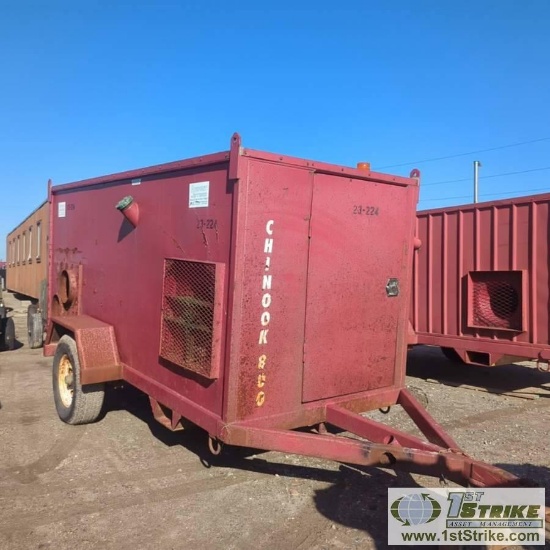 HEATER, CHINOOK 800, 3 CYLINDER KUBOTA DIESEL, SINGLE AXLE TRAILER MOUNTED