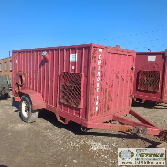 HEATER, CHINOOK 800, 3 CYLINDER KUBOTA DIESEL, SINGLE AXLE TRAILER MOUNTED