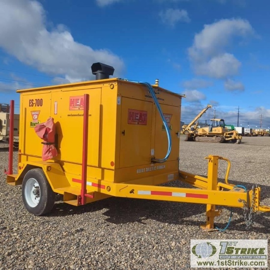 HEATER, 2015 EQUIPMENT SOURCE ES700B-E, 3 CYLINDER KUBOTA DIESEL ENGINE, 20.4KVA GEN, SINGLE AXLE TR