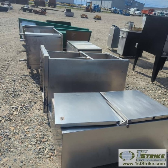 2 EACH. LABORATORY CABINETS, STAINLESS STEEL, 47IN WIDE X 32IN DEEP X 75IN HIGH