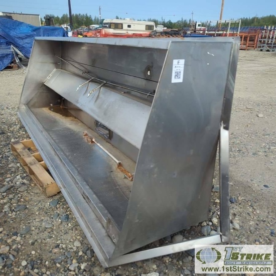 COMMERCIAL KITCHEN VENT HOOD, STAINLESS STEEL, 11FT LONG X 41IN DEEP X 30IN TALL, W/AUTOMATIC FIRE S