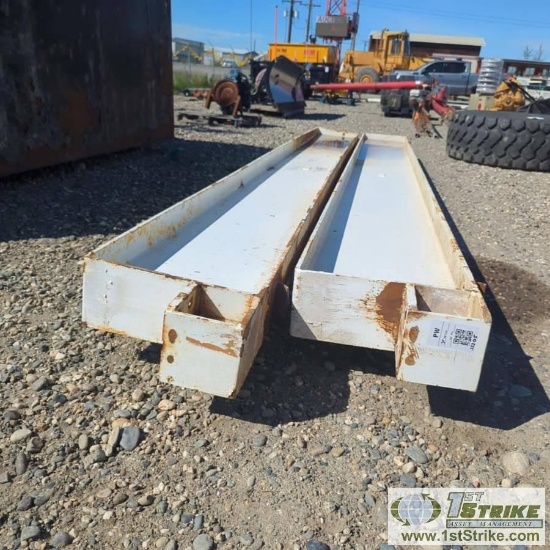 OVERHEAD GANTRY CRANE COMPONENTS, 2EA I-BEAM CROSS PIECES, STEEL CONSTRUCTION, 23 TON RATING