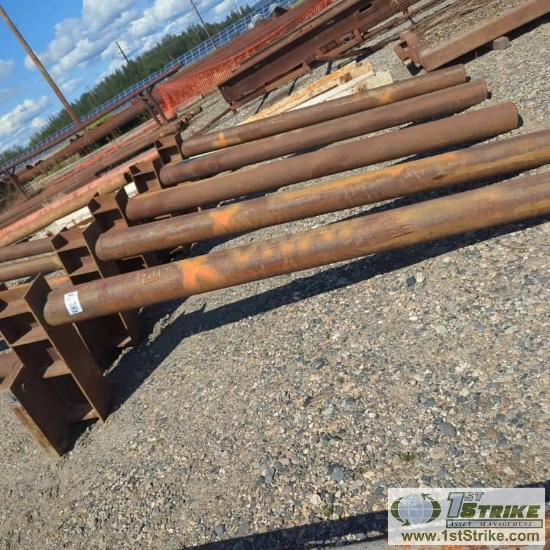 5 EACH. STEEL STANDS, 7IN DIAMETER PIPE, X 99IN LONG, WITH ADDITIONAL 10.5IN TALL BASE