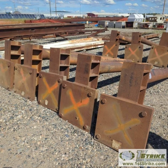 5 EACH. STEEL STANDS, 7IN DIAMETER PIPE, X 99IN LONG, WITH ADDITIONAL 10.5IN TALL BASE