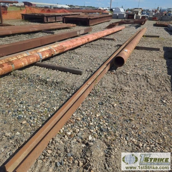 1 ASSORTMENT. MISC STEEL, INCLUDING: 1EA STEEL PIPE, APPROX 8.5IN OUTSIDE DIAMETER X 25FT, 1EA I-BEA