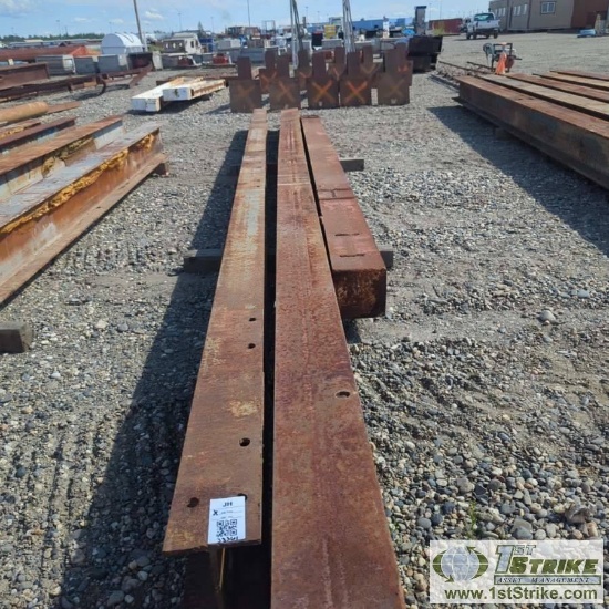 1 ASSORTMENT. STEEL I-BEAMS, INCLUDING: 1 EA 8IN X 8IN X 23FT9IN, 1EA 6.5IN X 8IN X 23FT9IN, 1EA 8I