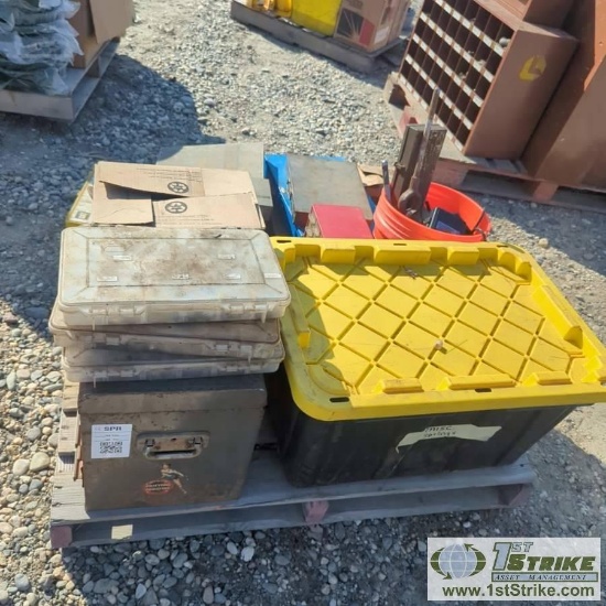 1 PALLET. MISC TOOLS AND HARDWARE INCL: HYDRAULIC FITTINGS, GREASE FITTINGS, TAP AND DIE COMPONENTS,