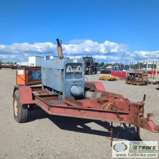 WELDER, LINCOLN SA-200, 4 CYLINDER GAS ENGINE, SINGLE AXLE TRAILER MOUNTED. NO TITLE