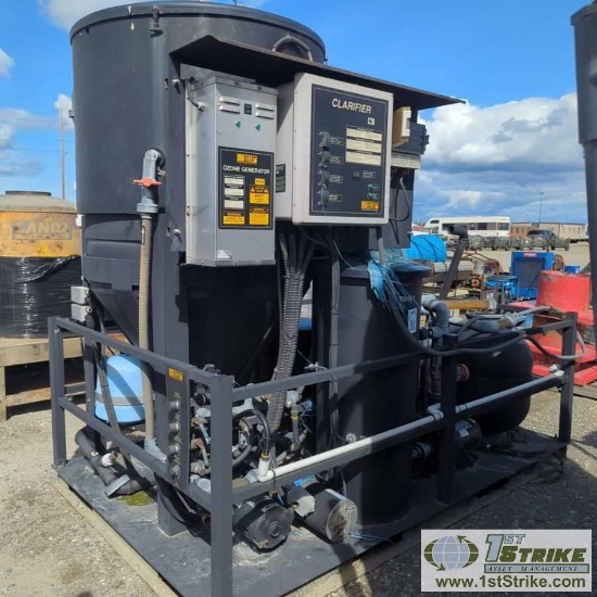 WASH-WATER TREATMENT SKID, WATER MAZE MODEL CLP-5023 H, 208V, 3-PHASE, 10GPM, WITH TANKS, PUMPS. OZO