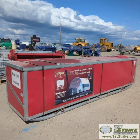 SHIPPING CONTAINER SHELTER, PE FABRIC BUILDING MODEL C4040, 40FT X 40FT X 11FT