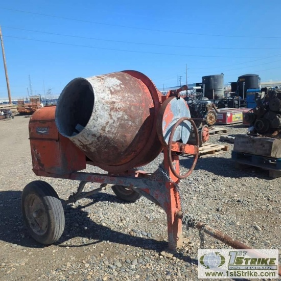 CEMENT MIXER, ESSICK, WISCONSIN GAS MOTOR, TRAILER MTD