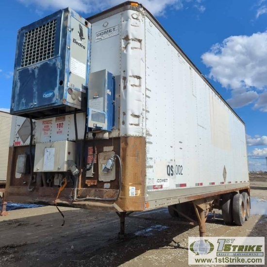 SEMI REEFER VAN TRAILER, 1993 COMET MODEL RDVT-300-2T/2.6 HEAT TAPE, TANDEM AXLE, 66080LB GVWR, 30FT