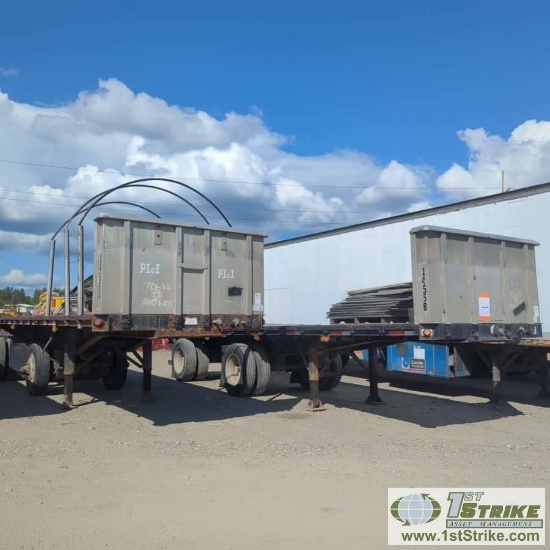 SEMI TRAILER TANDEM SET, 1995 GREAT DANE FLATBED B-TRAIN, INCL: 1EA, FRONT 49FT X 91IN FLAT DECK, TR