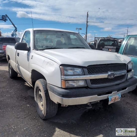 2003 CHEVROLET SILVERADO 1500, 4.3L VORTEC, 4X4, STANDARD CAB, LONG BED