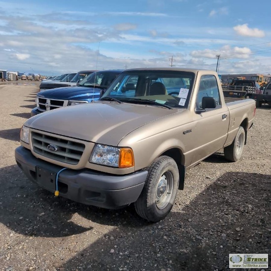 2002 FORD RANGER, 2.3L GAS, 5-SPEED MANUAL, SINGLE CAB, SHORT BED