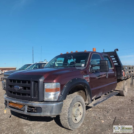 2009 FORD F-250 SUPERDUTY XL, 6.4L POWERSTROKE, 4X4, CREW CAB, 9FT X 7FT 7IN FLAT BED, AIRBAGS