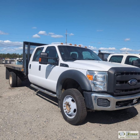 2014 FORD F-450 SUPERDUTY XL, 6.8L TRITON, 4X4, DUALLY, CREW CAB, 11FT 10IN X 8FT FLAT BED . UNKNOWN