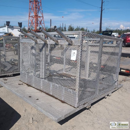 OFF ROAD VEHICLE FLATBED WITH CAGE, ALUMINUM CONSTRUCTION, 7FT 10IN WIDE X 8FT LONG