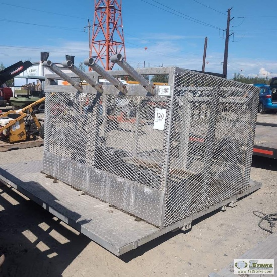 OFF ROAD VEHICLE FLATBED WITH CAGE, ALUMINUM CONSTRUCTION, 7FT 10IN WIDE X 8FT LONG