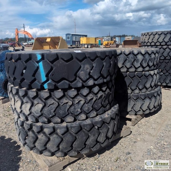 6 EACH. HEAVY EQUIPMENT TIRES, 14.00-25 WITH 2EA WHEELS