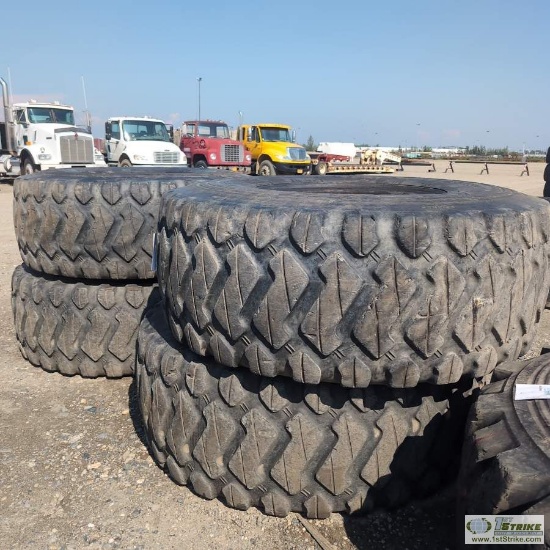 4 EACH. HEAVY EQUIPMENT TIRES, 23.5R25, MAXAM MS300. CONDITION UNKNOWN