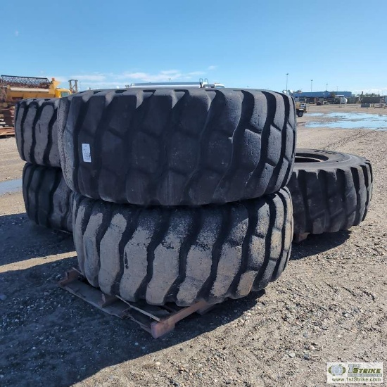 5 EACH. HEAVY EQUIPMENT TIRES, 26.5 R25. CONDITION UNKNOWN