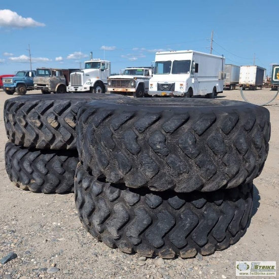 4 EACH. LOADER TIRES, 17.5R25. CONDITION UNKNOWN