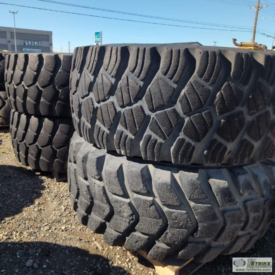 4 EACH. HEAVY EQUIPMENT TIRES, 26.5 R25. CONDITION UNKNOWN