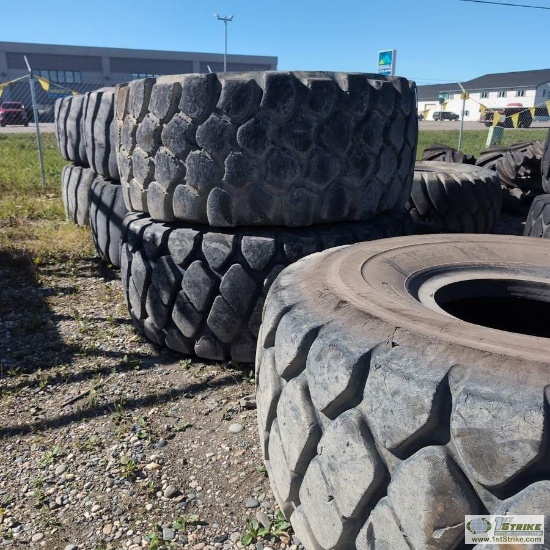 7 EACH. HEAVY EQUIPMENT TIRES, 29.5R25. CONDITION UNKNOWN