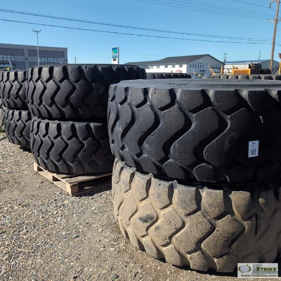 6 EACH. HEAVY EQUIPMENT TIRES, 26.5 R25. CONDITION UNKNOWN