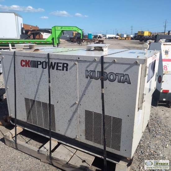 GENERATOR, KUBOTA MODEL KJ-20-USA, 19.6KW, 19.6KVA, 120/240 VOLT SINGLE PHASE, 4 CYLINDER KUBOTA
