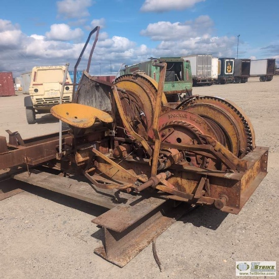 CABLE WINCH SKID, TWIN SPOOL, W/ FUEL TANK, ROCKFORD CLUTCH