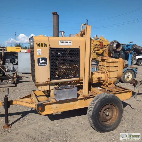 PUMP, CRAIG TAYLOR MODEL 6ETH26EL, APPROX 6IN MARLOW PUMP, 4 CYLINDER JOHN DEERE DIESEL ENGINE, SING