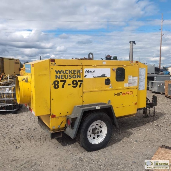 HEATER, 2020 WACKER NEUSON MODEL HIF690, FLAMELESS, 144,000BTU, DIESEL FIRED, 3 CYLINDER KUBOTA DIES