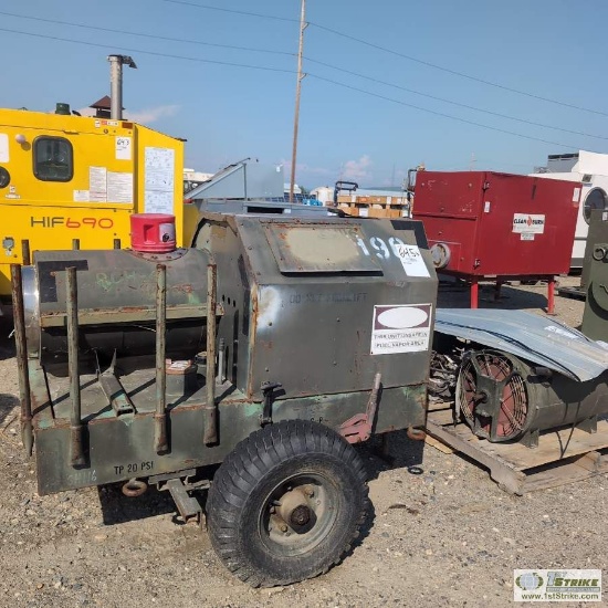 2 PALLETS. 1EA HEATER, MILITARY HERMAN-NELSON TYPE, SINGLE CYLINDER DIESEL ENGINE, INDIRECT DIESEL F