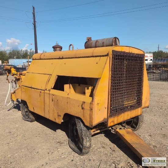 AIR COMPRESSOR, INGERSOLL RAND DR365, 365 CFM, 4 CYLINDER DETROIT DIESEL ENGINE, WAGON TYPE TRAILER