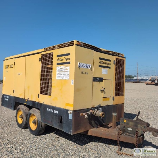 AIR COMPRESSOR, ATLAS COPCO XASE 1600, DETROIT DIESEL ENGINE, TANDEM AXLE TRAILER MOUNTED